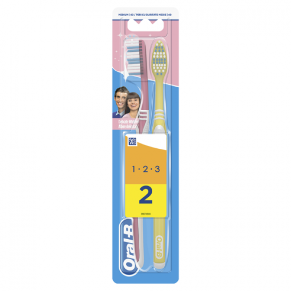 Oral B Periuta Dinti Delicate White 40med 1-2-3 2buc/set 12/bax