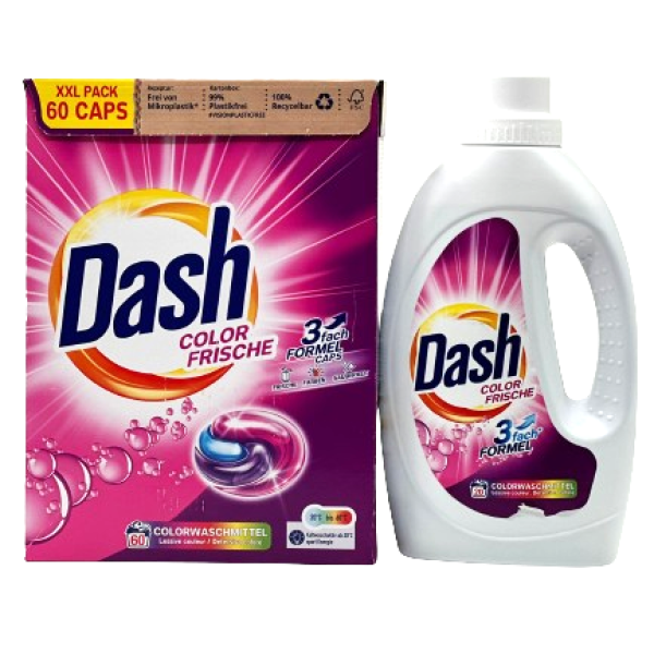 Pachet Promo Dash Det. Capsule Color 60buc+dash Det. Lichid 1.1l