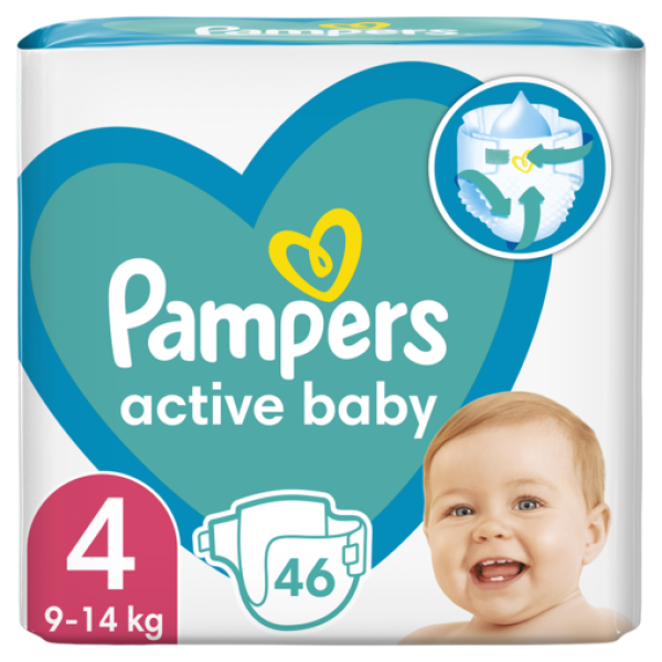 Pampers Active Baby Nr.4 9-14kg 46buc/set 3/bax