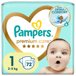 Pampers Premium Care Baby Nr.1 2-5kg 72buc/set 2/bax - LucidiusMarket