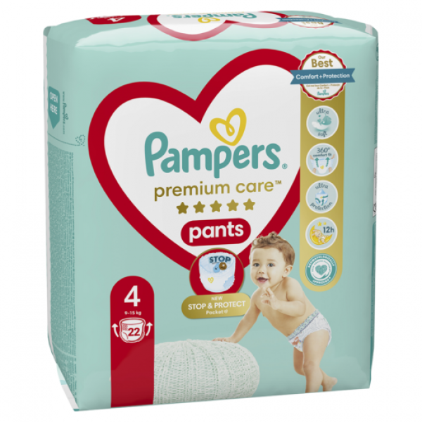 Pampers Premium Care Pants Baby Nr.4 9-15kg 22buc/set 4/bax Pampers Premium Care Pants Baby Nr.4 9-15kg 22buc/set 4/bax