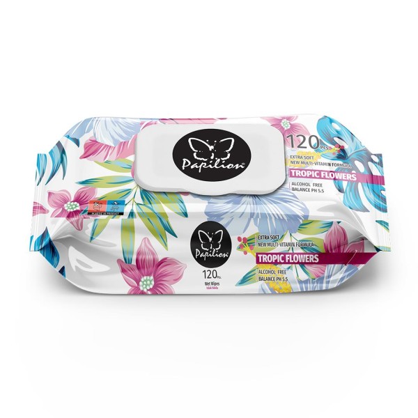 Papilion Servetele Umede Tropical Flowers 120buc 18/bax