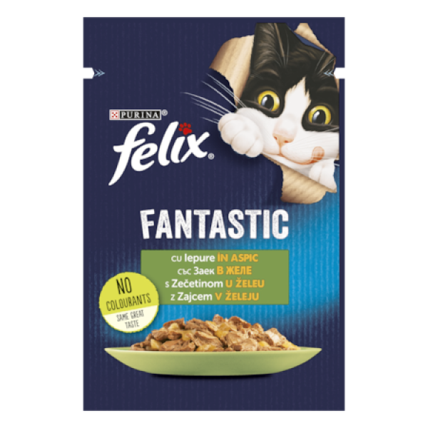 Purina Felix Fantastic Hrana Pisici Adulte Iepure In Aspic Plic 85gr 26/bax