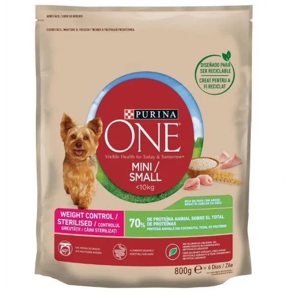 Purina One Hrana Caini Talie Mica Curcan Cu Orez 800gr 8/bax