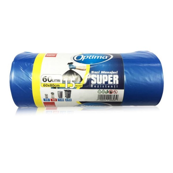 Sano Optima Saci Menaj Snur Albastri 60l 15buc/rola 45/bax