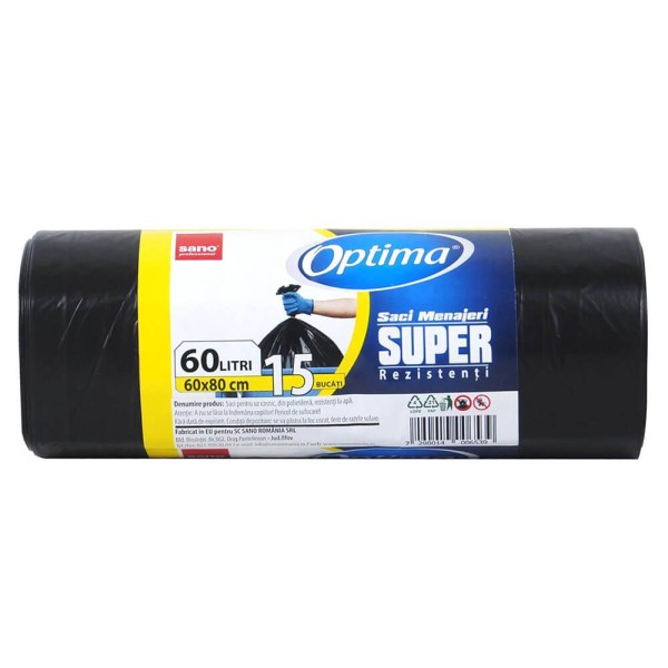 Sano Optima Saci Menaj Snur Negri 60l 15buc/rola 45/bax