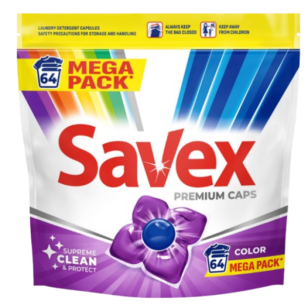 Savex Detergent Capsule Color 64buc 4/bax