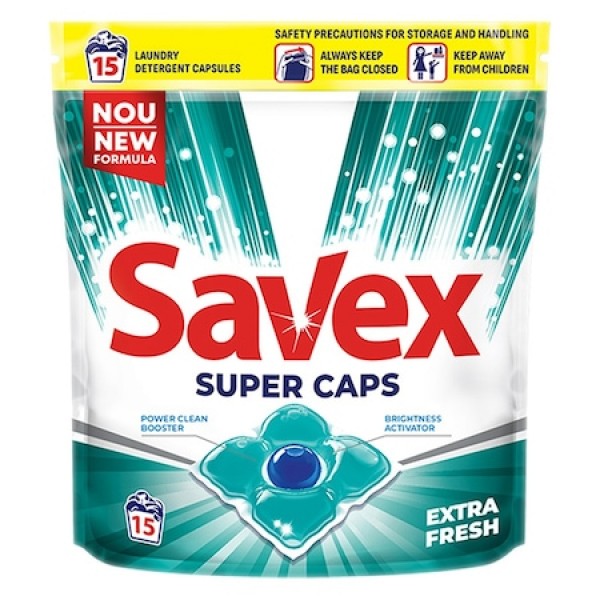 Savex Detergent Capsule Super Extra Fresh 15buc 8/bax