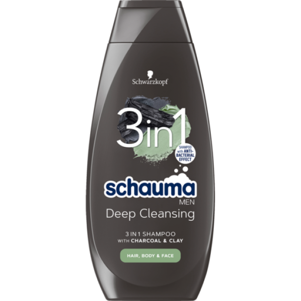 Schauma Sampon Par Men 3in1 Deep Cleansing Charcoal 400ml 5buc/set 20/bax