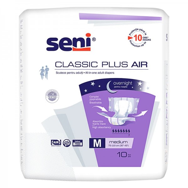 Seni Scutece Adulti Incontinenta Noapte Classic Plus Air M 10buc/set 6/bax Seni Scutece Adulti Incontinenta Noapte Classic Plus Air M 10buc/set 6/bax