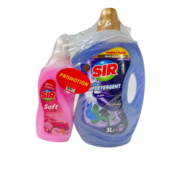 Sir Detergent Lichid Black 3l+balsam Rufe Fresh Flower 1l 4set/bax