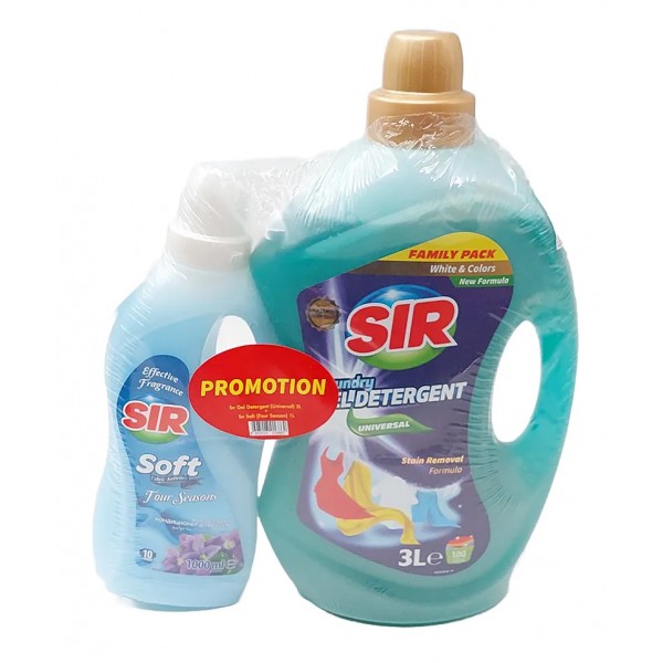 Sir Detergent Lichid White&colors 3l+balsam Rufe Four Seasons 1l 4set/bax