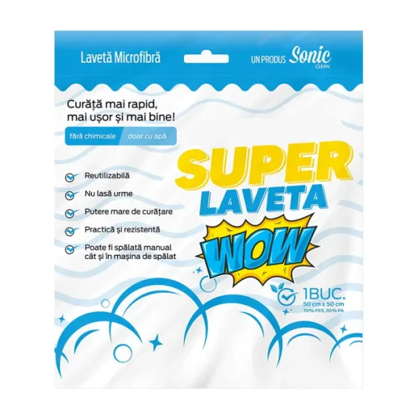Sonic Super Laveta Wow 50x50cm 25/bax