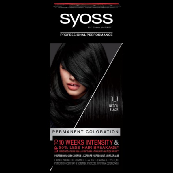 Syoss Color Vopsea Par 1-1 Negru 3/set 48/bax