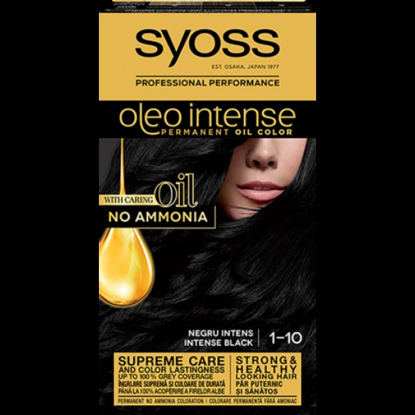 Syoss Oleo Vopsea Par 1-10 Negru Intense 3/set 48/bax