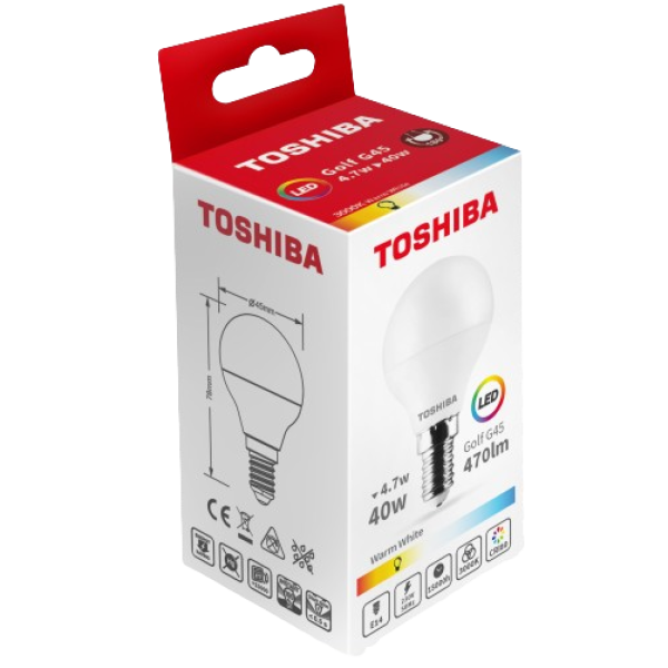 Toshiba Bec Led 4.7w E14 G45 Alb Cald 100/bax