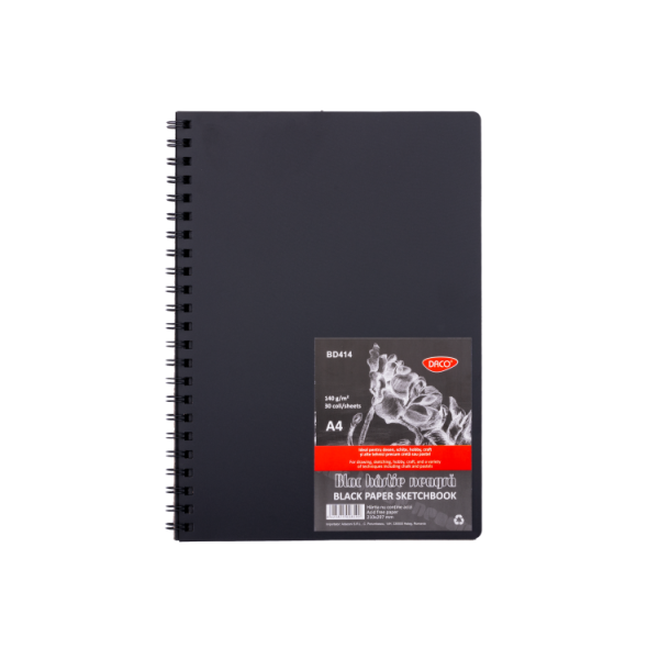 Tp Bloc Desen A4 140g 30file Hartie Neagra Spirala Daco Tp Bloc Desen A4 140g 30file Hartie Neagra Spirala Daco